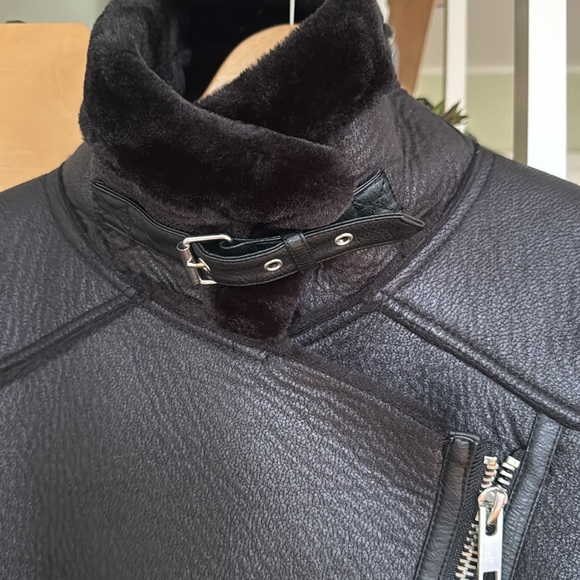 NWOT Zara Acne Shearling Style Moto Jacket Sz S - Picture 8 of 13